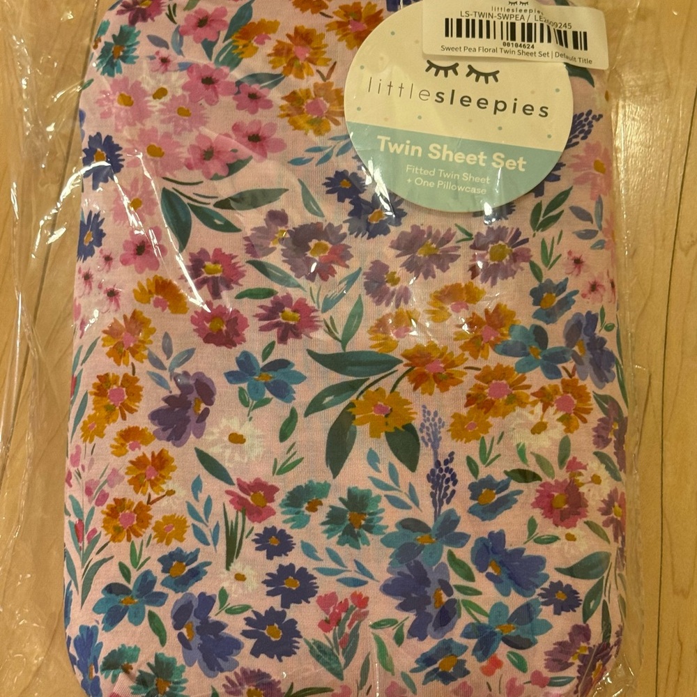 Little Sleepies Floral Sweet Pea Twin Sheet Set - Pink, Purple, Blue